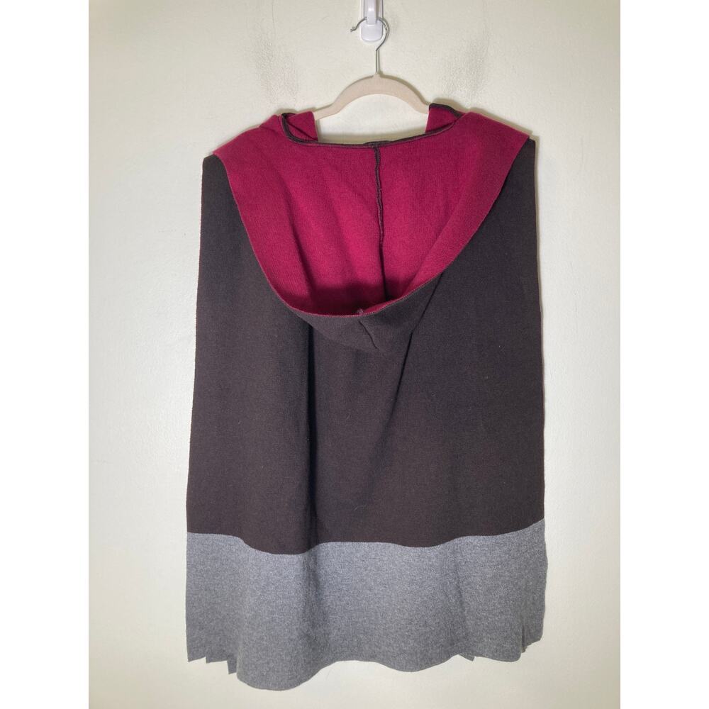 Lysse New York Color Block Knit Hooded Shawl Sz S - Picture 2 of 2